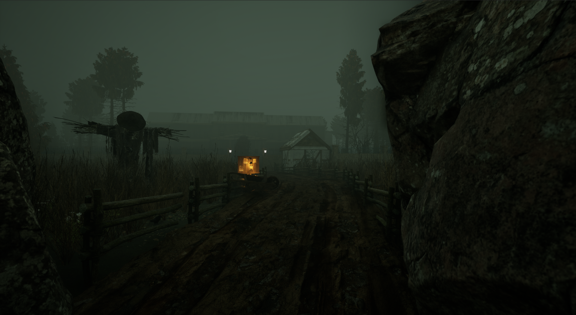 Farmhouse at night